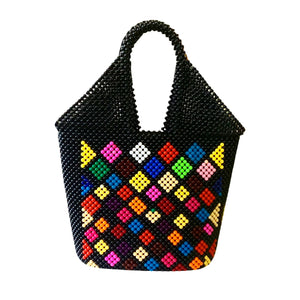 Beaded Handbag - Black Multi Colored African handbag
